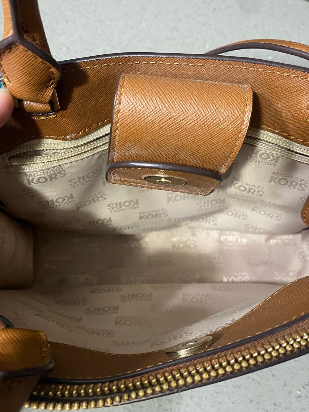 Michael Kors Tan Saffiano Leather Satchel with Gold Hardware - Picture 4 of 4